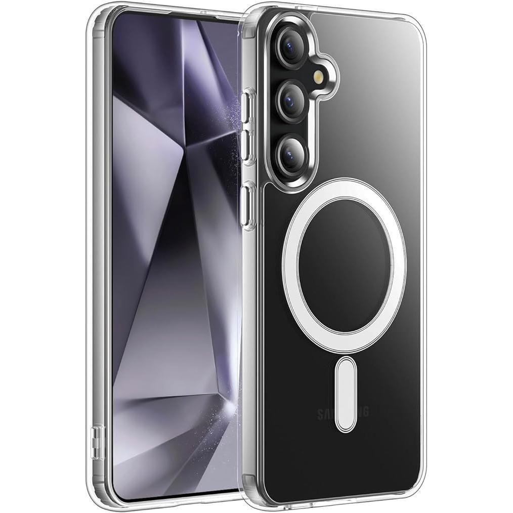 Entronix Magnetic Clear Case Designed for Galaxy S24 FE, [Yellow Resistant] Slim Fit Transparent Phone Case Cover