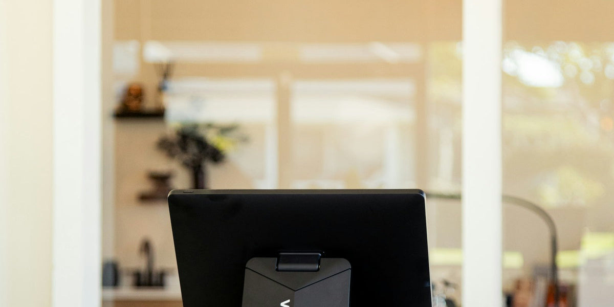 Modern point-of-sale checkout counter in a retail store