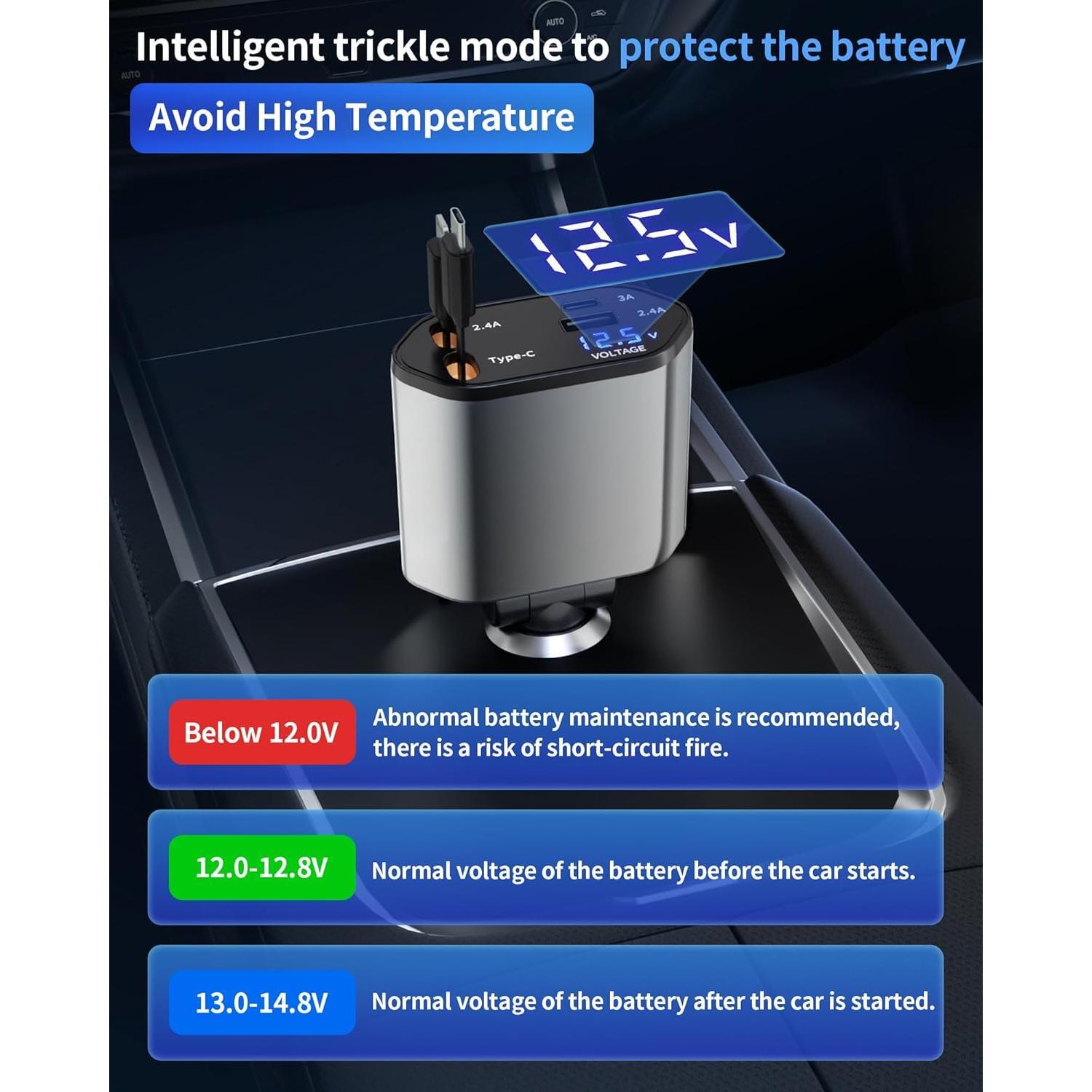 Retractable Car Charger 4 in 1 Adapter