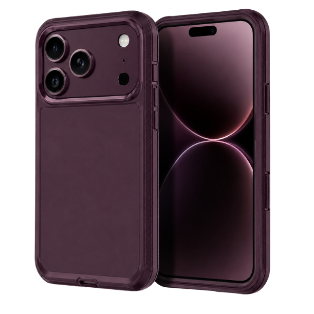 Burgundy heavy duty protective case for iPhone 18 Pro / 17 Pro and 18 Pro Max / 17 Pro Max