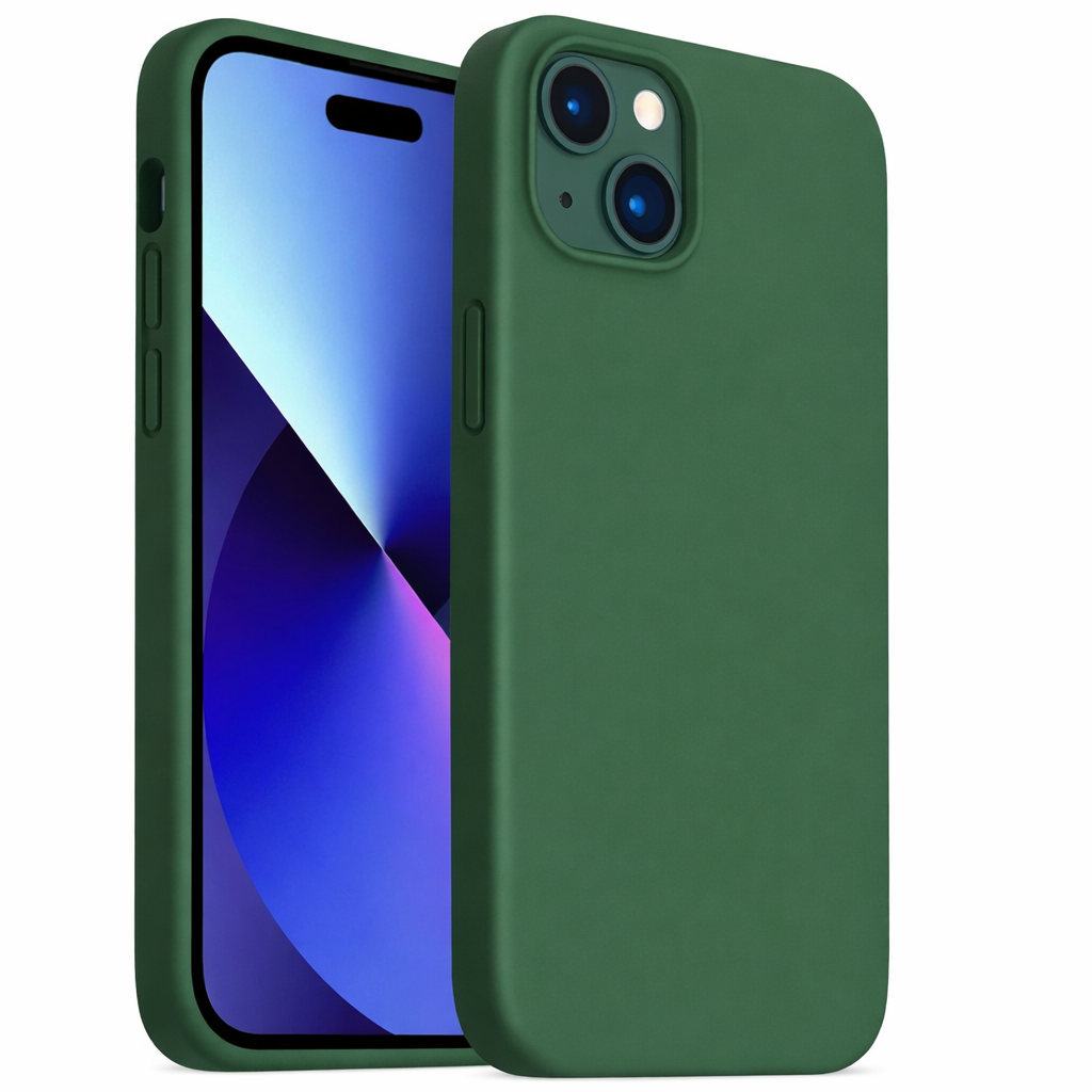 Green silicone case for iPhone 15 / 14 / 13 / 16e / 17e